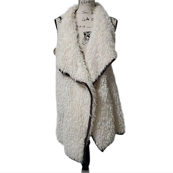 𝅺DAVI & Dani fleece waterfall Vest with pockets Cream size Large - Picture 1 of 10